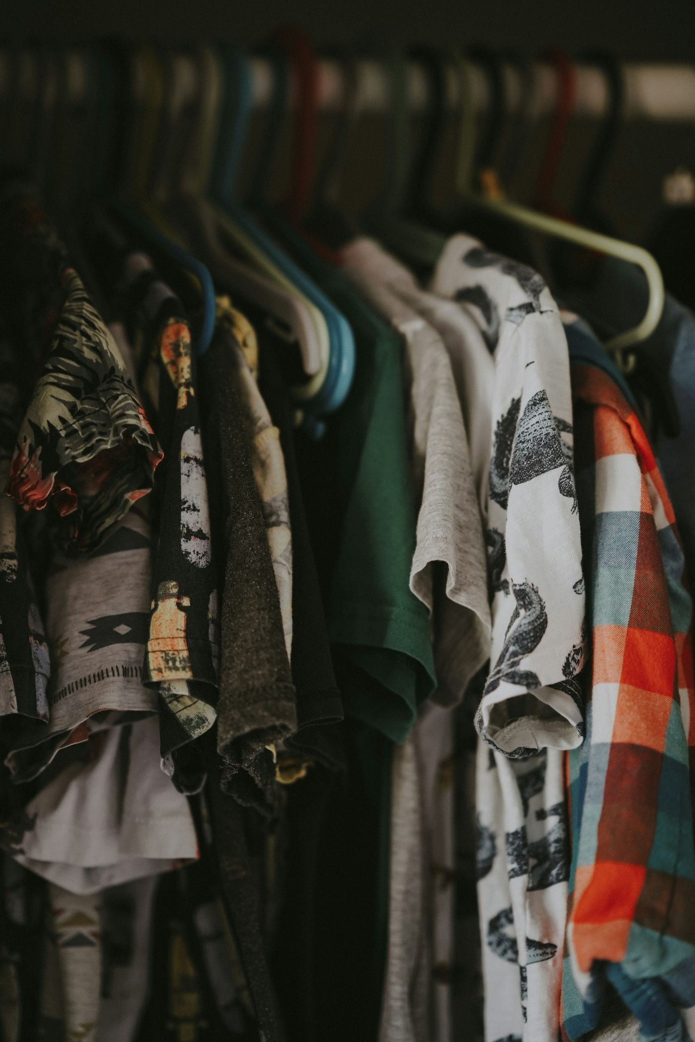 Donated clothing on a rack